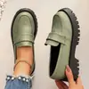 Comercio Exterior 2025 Zapatos de Mujer Talla Grande Estilo Británico Transfronterizo Mocasines Zapatos Pequeños de Cuero que Aumentan la Altura Zapatos sin Cordones Perezosos para Mujer