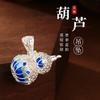 S999 Prata Pura Novo Estilo Chinês Esmalte Cloisonné Lótus Cabacinha Pingente Colar Novidade Moda Versátil Corrente da Clavícula Colar Joia