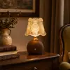 Luminária de mesa de vidro cor de nogueira vintage para drop-shipping, luminária de cabeceira retro americana para quarto, luz decorativa de ambiente para hall de entrada