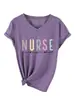 Cuidado de Enfermería Inspirar Amazon Wish Sitio Independiente Casual Versátil Camiseta de Manga Corta con Cuello en V para Mujer Exportación