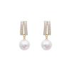 Pendientes elegantes de perla estilo coreano para mujer, con microincrustaciones de circonita, de alta calidad, de plata S925, joyería de moda para las orejas.