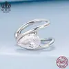 Aifulu Pequeño Fresco Gota de Agua Brillante Zircón Clip de Hélice para Oreja Plata de Ley S925 Pendientes de Clip para Oreja Sin Perforar Joyería Versátil