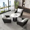 Mesa y Silla de Lujo Ligero para Apartamento Pequeño Combinación Hotel Recepción de Lobby de Hotel Área de Recepción Sofá de Recepción de Negocios Mesa Redonda Pequeña de Balcón