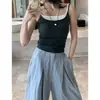 Estilo Ins Coreano Bloque de Color Fórmula Chaleco Exterior Falso de Dos Piezas Camisola Versátil con Almohadillas de Sujetador Incorporadas Ropa Interior Espalda Bonita