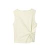 Estilo Europeu e Americano Amazon Aliexpress Tendência de Moda Popular Versátil Sem Mangas Básico Feminino Decote Canoa Colete com Textura Plissada