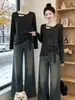 Camiseta de Manga Larga Irregular Hueca de Moda para Mujer, Nuevo Simple Ajustado para Mujer Otoño 2026 A13923
