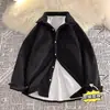 Camisa de Veludo Cotelê Outono e Inverno Manga Longa Estilo Coreano High-End Solta Casual Jaqueta Acolchoada Tendência Quente Camisa de Veludo
