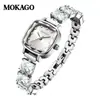 Mokago Novo Relógio da Moda Feminino Cubo de Açúcar Luxo Leve Relógio Feminino Mostrador com Padrão de Sol Diamante Nicho Relógio de Quartzo