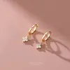 Brincos Florais Doces de Prata S925 Estilo Coreano Simples Elegante Flor de Trevo de Quatro Folhas Cravejada com Diamante Joia de Orelha Atacado Transmissão ao Vivo