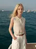 Ropa para Mujer de Comercio Exterior Europeo y Americano Personalizada: Suéter de punto trenzado con cuello polo, chaleco sin mangas, procesamiento en lotes pequeños con entrega rápida a partir de imágenes proporcionadas