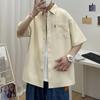 Camisa para hombre moda universitaria verano talla grande color sólido manga corta camisa ropa 2023 delgada versátil holgada manga media abrigo