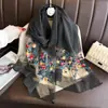 Nuevo Elegante y Versátil Bufanda Bordada de Seda Sintética para Mujer, Elegante Doble Propósito Fina Bordada de Organza Bufanda Larga de Gasa