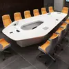Mesa de Conferência Pintada, Mesa Grande e Longa, Moderna, Mobiliário de Escritório Simples e Moderno, Combinação de Mesa e Cadeira para Treinamento e Negociação