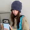 Gorro de punto estilo perezoso japonés para mujer, moda otoño e invierno, gorro holgado, hace que la cara se vea más pequeña, para circunferencia de cabeza grande, gorro turbante con borde enrollado, moderno