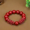 Pulseira de Pixiu com Cinábrio para Homens Suprimento para Transmissão ao Vivo Alto Teor Areia Dourada Roxa Pulseira Pixiu de Dinheiro Estilo Quente