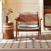 Estilo tranquilo sofá de madeira maciça cadeira sala de estar corda de cânhamo vintage tecido apoio de braço B & B hotel lazer cadeira lado várias combinações
