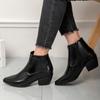 Botines Cortos para Mujer, Zapatos de Otoño e Invierno, Botas de Piel con Patrón de Cocodrilo, Punta Fina, Tacón Grueso, Botines sin Cordones, Cremallera Lateral, Botines Tobilleros, Zapatos de Mujer