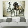 Pintura moderna simples, única, dois cavalos pretos e brancos, spray, criativa, sofá, fundo, parede, pintura decorativa, corredor, pintura pendurada