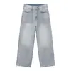 Jeans de mezclilla nirben con salpicaduras de tinta, mezclilla lavada para hombre, marca de moda americana de alta calle, desgastados, holgados, de pierna recta, pierna ancha