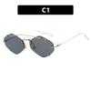 Gafas de Sol Irregulares Pieza Oceánica Gafas de Sol Sin Montura con Borde de Diamante Ins Gafas de Sol Retro para Mujer de Sesiones de Fotos Callejeras Europeas y Americanas Celebridad de Internet