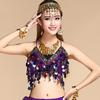 Top de Danza del Vientre Pieza de Gong Sujetador Top Colorido con Lentejuelas Traje de Performance de Danza India Sujetador con Monedas Colgantes de Diamantes de Colores