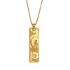 Collar Colgante Cuadrado con Incrustaciones de Diamantes del Zodiaco Doce Constelaciones Estilo Vintage Popular Europeo y Americano para Mujer, Joyería de Acero de Titanio Dorado de 18 Quilates