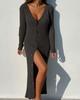 Outono e inverno de 2022 novo cardigã vestido de malha com botões transfronteiriço europeu e americano para comércio exterior feminino roupas femininas