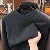 Novo suéter grosso xadrez da moda masculina para o outono, estilo coreano old money, malha casual versátil com gola redonda para homens