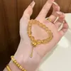Nuevo brazalete de calabaza con borla estilo chino y cristal amarillo para mujer, nuevo diseño de nicho, exquisito y versátil, brazalete de imitación de cristal amarillo de regalo