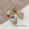 Estilo Pintura a Óleo Ouro Clad Cobre 18k Pingente Flor Pérola Barroca Natural Pingente para Colar DIY Pingente Gota Esmalte