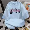 Camiseta de Manga Corta con Estampado de Letras Graffiti Estilo Nuevo Verano 2025 para Mujer Estilo Coreano Estilo Ins Casual Holgada Ropa de Trabajo Superior