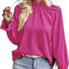2025 Primavera/Verão Comércio Transfronteiriço Europeu e Americano Novo Top Camisa de Manga Comprida Solto Estilo Casual Cor Sólida Gola Babados para Mulheres