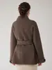 Abrigo de Lana de Doble Cara Estilo Coreano para Mujer Patrón de Espiga Ropa para Ir al Trabajo de Alta Gama 100% Lana Pura Cuello Alto Abrigo de Lana