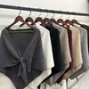 Chal de Punto Cruz Mezcla de Lana Color Sólido para Primavera y Otoño, Envoltorio Cálido de Cuello y Hombro Versátil y Moderno