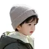 Chapéus Infantis para Outono e Inverno, Quentes e Grossos, Simples à Prova de Vento Gorro de Tricô, Unissex Chapéu de Lã com Proteção para Orelhas de Bebê, Moderno