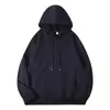 Sudadera con capucha forrada de forro polar de 380 g, estilo otoño e invierno, casual, cálida, versátil, color liso, jersey grueso para hombre