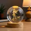 Adorno de personaje de anime grabado en cristal, decoración de escritorio creativa 3D, regalo, bola de cristal con lámpara de noche iluminada, personalizable