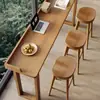 Mesa de Bar em Madeira Maciça com Acabamento na Borda, Estilo Minimalista Nórdico, Adequada para Uso Doméstico, Mesa de Pernas Altas para Varanda, Mesa Longa Próxima à Janela, Mesa Grande e Plana para o Lado da Janela