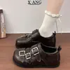 Zapatos Mary Jane de cuero genuino con hebilla retro, zapatos pequeños de cuero estilo universitario JK, suela suave, cómodos para mujer, mocasines, zapatos de un solo color
