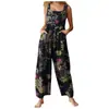 Moda Feminina Primavera 2026 Estilo Étnico Patchwork Estampado Macacão Botão Macacão Calça Longa