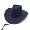 Chapéu de Palha Masculino de Verão para Pesca ao Ar Livre Aba Reta Sombreamento Protetor Solar Praia Litoral Chapéu Cowboy Ocidental Chapéu de Sol