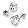 Brincos de Tarraxa com Zircônia em Aço Inoxidável 316L Coroa Seis Garras com Franja Pequenos Brincos Studs de Titânio para Cartilagem da Orelha Joias