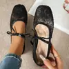 Zapatos de Malla para Mujer Cuadrados Franceses Cruzados 2026 con Lazo Zapatos de una Sola Pieza Nuevos Europeos y Americanos Primavera Florales Transpirables Zapatos Mary Jane