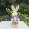 [conejo de paja de 25 cm] Adornos artesanales decorativos de Pascua decoración retro para el hogar estilo pastoral