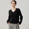 Suéter de Cashmere com Decote V e Lantejoulas Design Feminino Nicho Céu Estrelado Brilhante Estilo Preguiçoso Camada Base de Tricô Roupa Exterior