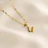Colar Clássico de Aço Titânio Não Desbota Cilíndrico Fosco Borboleta para Mulheres, Estilo Simples, Corrente de Clavícula Moderna e Versátil, Atacado do Fabricante