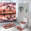 Cortina de ducha de baño de playa de poliéster impermeable y a prueba de moho con impresión digital 3D, suministro directo de comercio electrónico de Amazon, juego de tres piezas