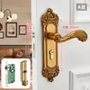 Cerradura de Puerta de Dormitorio Estilo Europeo Cerradura de Puerta Interior Sin Taladro Cerradura de Puerta Doméstica Puerta de Madera Manija de Puerta Universal Reemplazo de Cerradura de Puerta Vieja