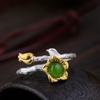 Anillo de plata de ley 925 con diseño de ciervo dorado, con incrustaciones de jaspe, para mujer, venta al por mayor