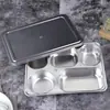 Plato para Comedor Escolar con Cuatro, Cinco o Seis Compartimentos, Plato de Acero Inoxidable para Niños de Jardín de Infancia y Estudiantes, Plato de Comida Rápida 304